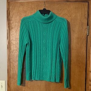 Karen Scott Teal Cable Knit Turtleneck Sweater